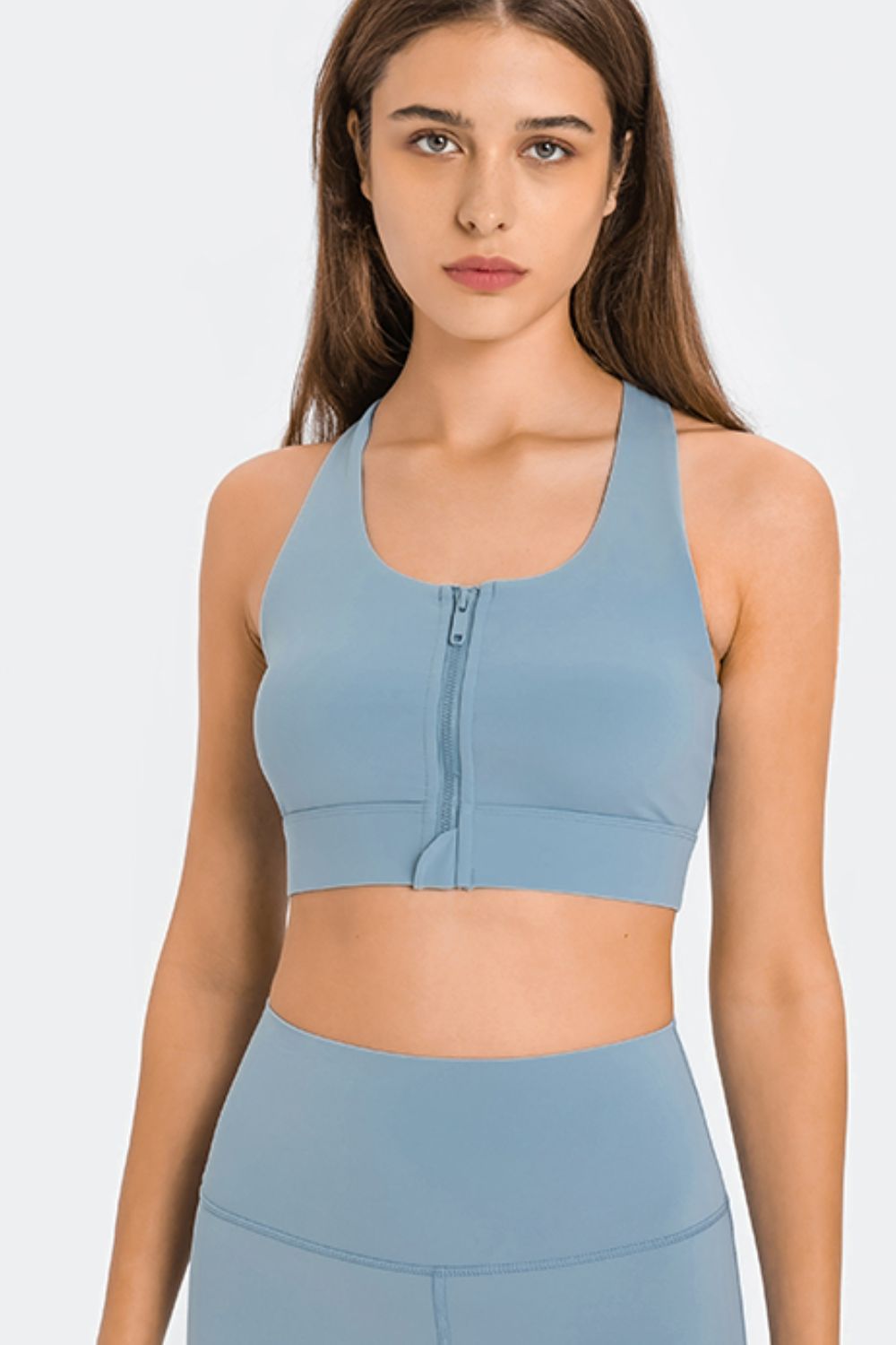 Millennia Zip Up Racerback Sports Bra