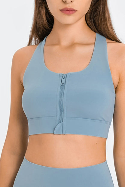 Millennia Zip Up Racerback Sports Bra