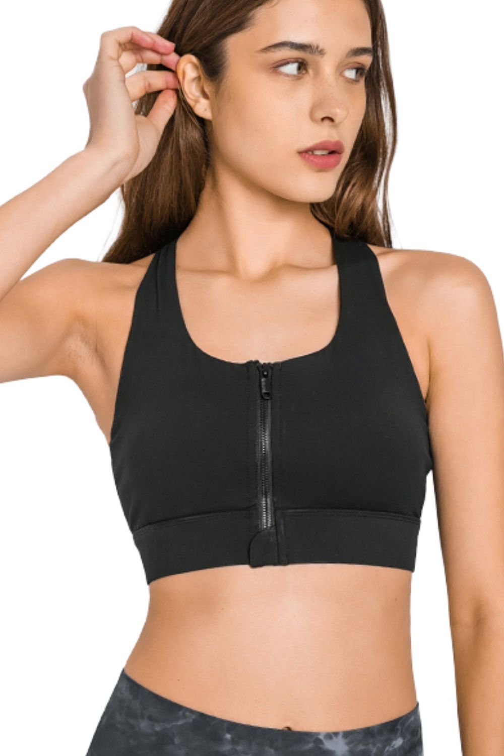 Millennia Zip Up Racerback Sports Bra