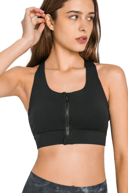 Millennia Zip Up Racerback Sports Bra