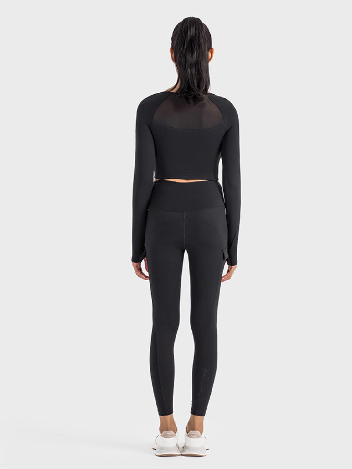 Millennia Square Neck Long Sleeve Cropped Sports Top