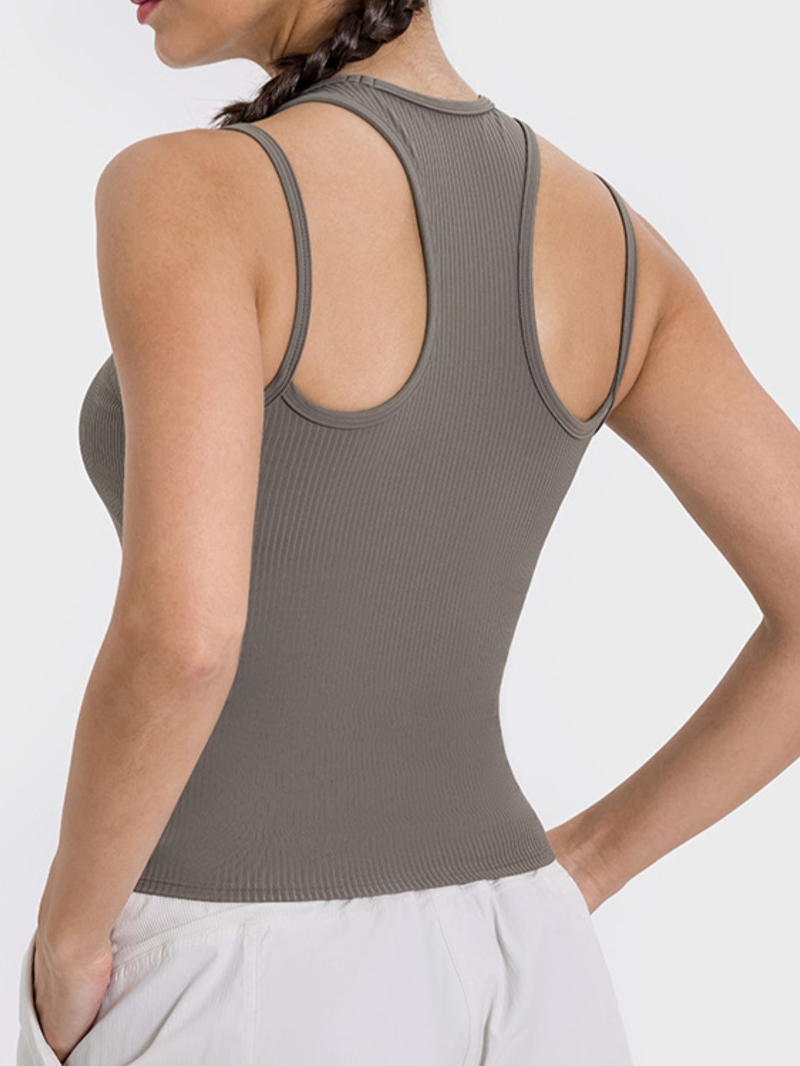 Millennia Cutout Round Neck Racerback Active Tank